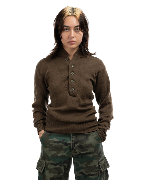 80's Military Brown Pullover Sweater - Small