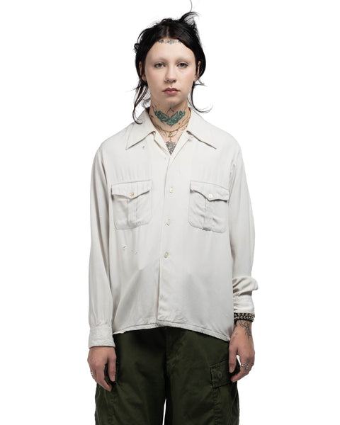50's Gabardine Loop Collar Shirt - Medium