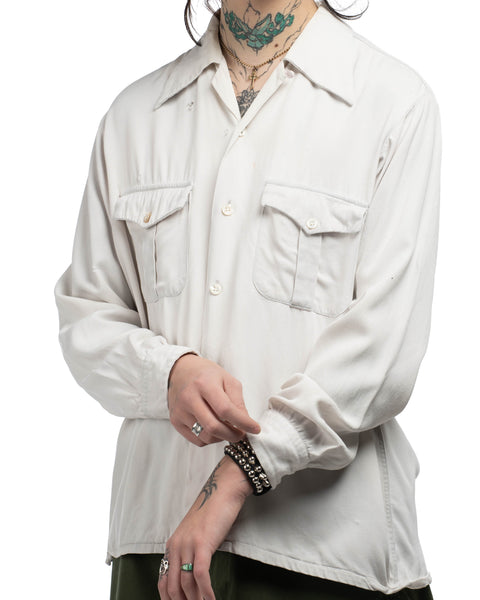 50's Gabardine Loop Collar Shirt - Medium