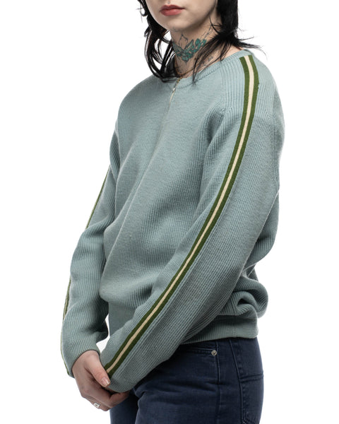 60's Striped Quarter-Zip Sweater - Medium