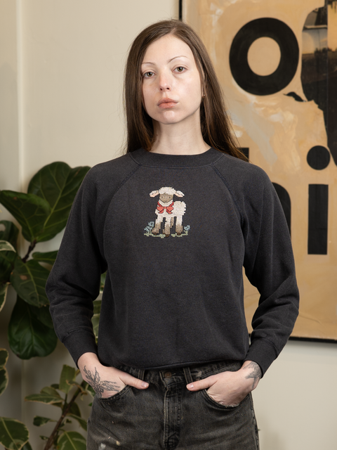 1980s Lamb Cross-Stitch Crewneck
