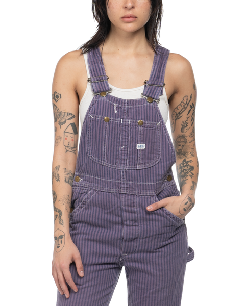 70's Lee Grape Hickory Stripe Overalls - XS
