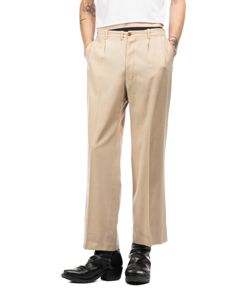 1940s Striped Wool Pleated Trousers