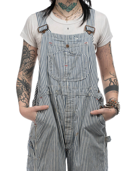 60's Hickory Striped Overalls - Medium