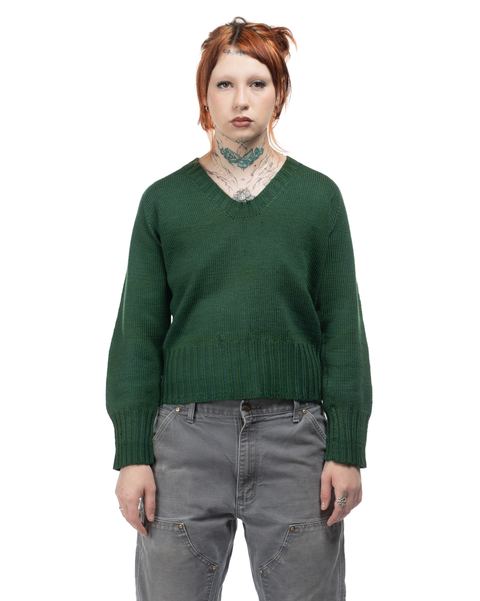 30's Boxy Elbow Patch Sweater - Small