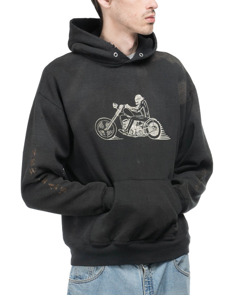 90's Faded Moto Hoodie - Large