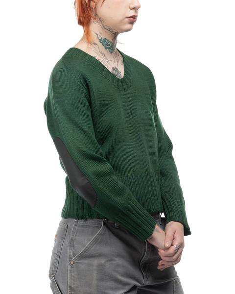 30's Boxy Elbow Patch Sweater - Small
