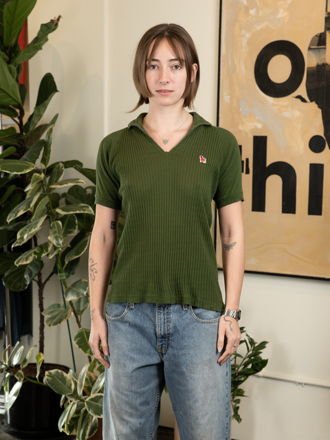 1970s Collared Rib Knit Polo