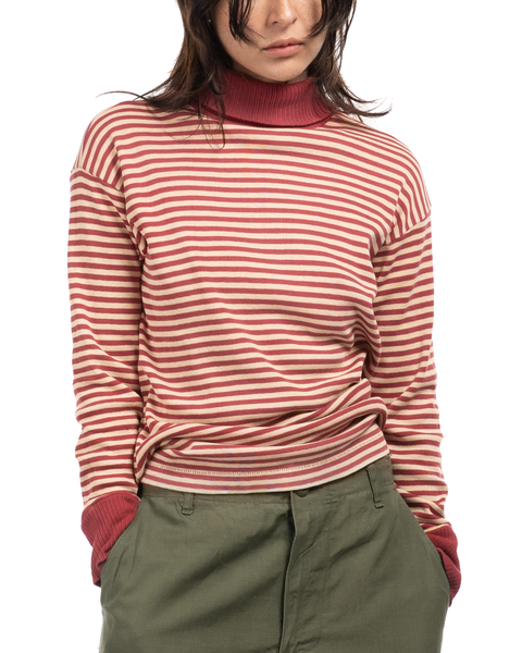 1960s Striped Turtleneck Knit Top
