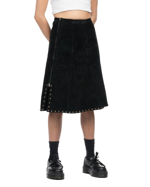 70's Studded Suede Skirt - 25" x 25"