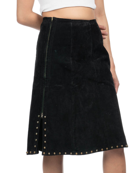 70's Studded Suede Skirt - 25" x 25"