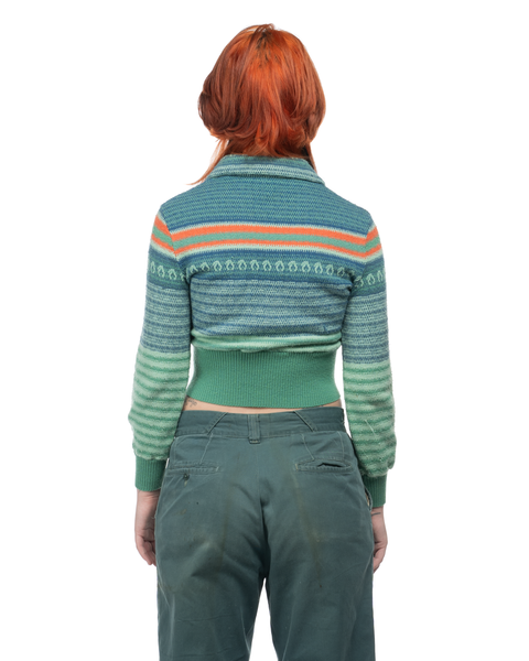 70's Cropped Zip Sweater - Medium