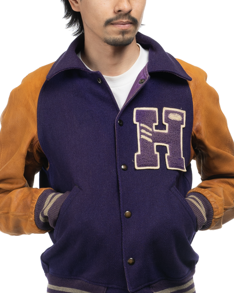 1940s Satin & Leather Reversible Varsity Jacket