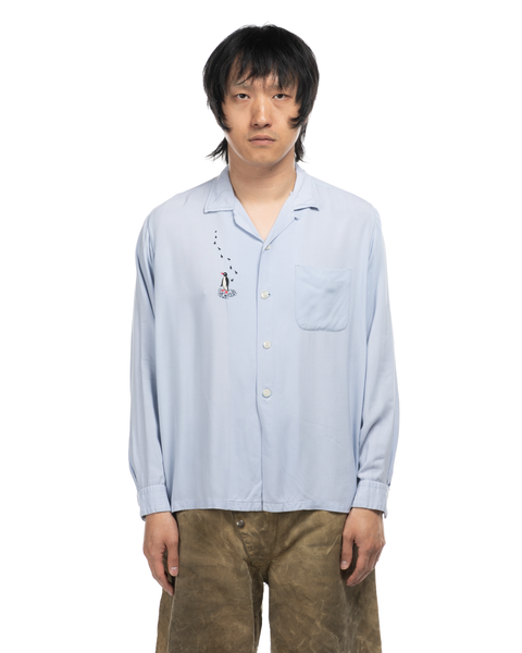 1950s Rayon Dapingu Loop Collar Shirt