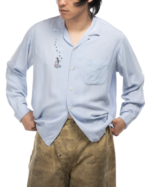 1950s Rayon Dapingu Loop Collar Shirt