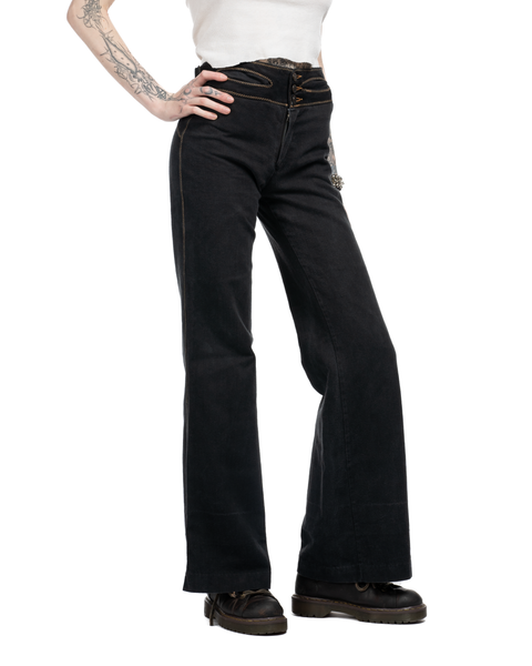 70s Flared Side Buckle Trousers - 24" x 31.5"