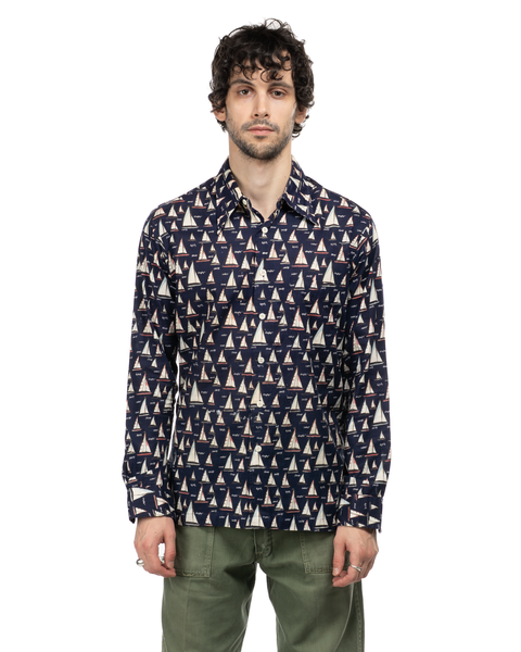 1970s Sailing Pattern Button-Up Shirt