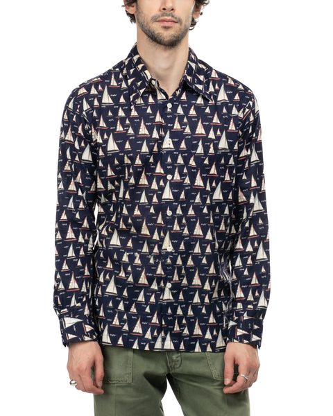 1970s Sailing Pattern Button-Up Shirt