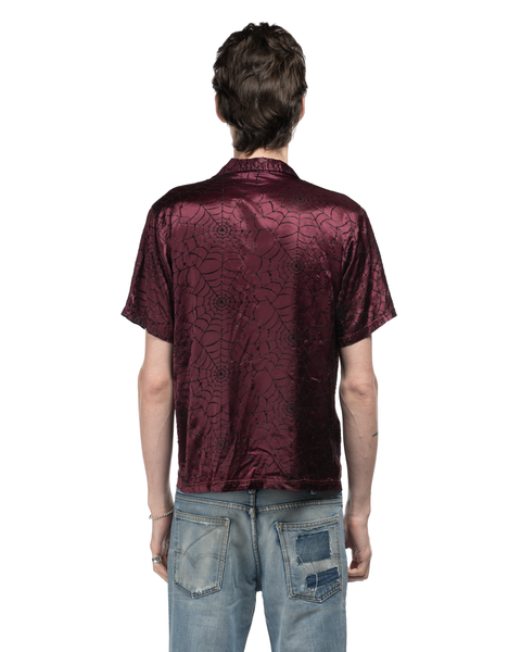 90s Web Embroidered Satin Shirt - Large