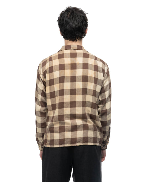 50's Plaid Loop Collar Cotton Flannel - Large
