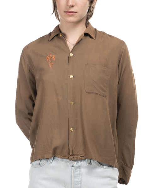 1960s Embroidered Rayon Shirt