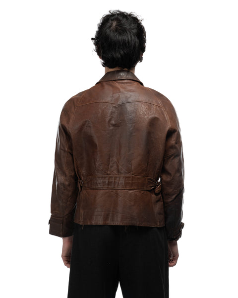 1940s Strappy Half Belted Leather Jacket