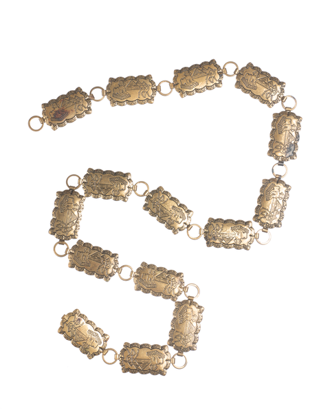 70's Egyptian Motif Chain Belt - 20" - 33"