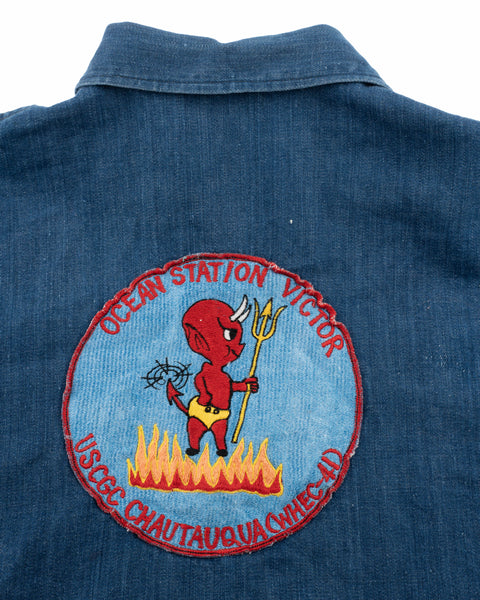 60's Patched Coast Guard Denim Coat - Small