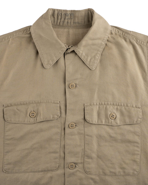 60's Khaki Short-Sleeve Button-Up - Medium