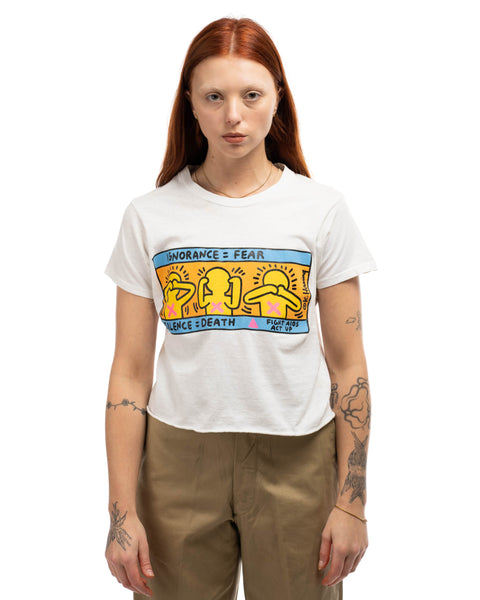 80’s Keith Haring Act Up Cropped Tee - Medium