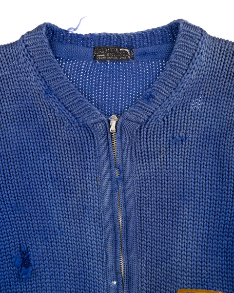 30’s Wool Knit Varsity Sweater - Small