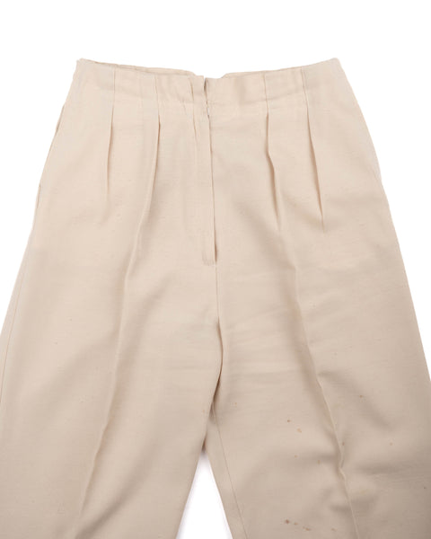70’s Slubby Cotton Pleated Trousers - 24” x 29”