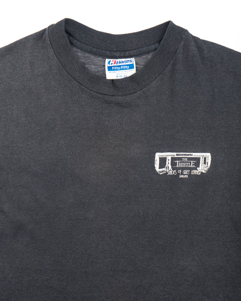 80's Shades of Grey Leather Tee - Medium