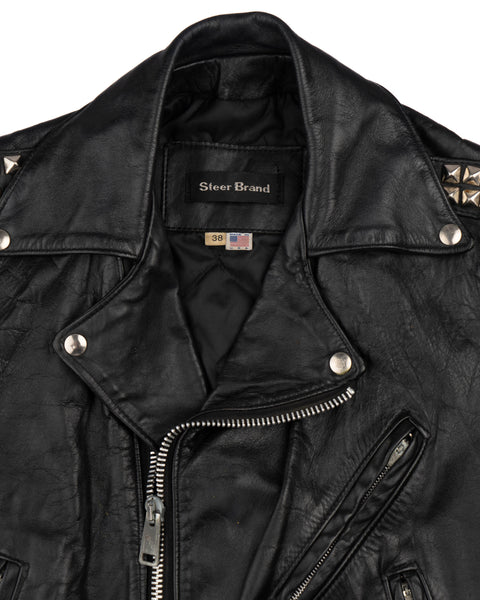 80's Studded & Painted Moto Jacket - Small