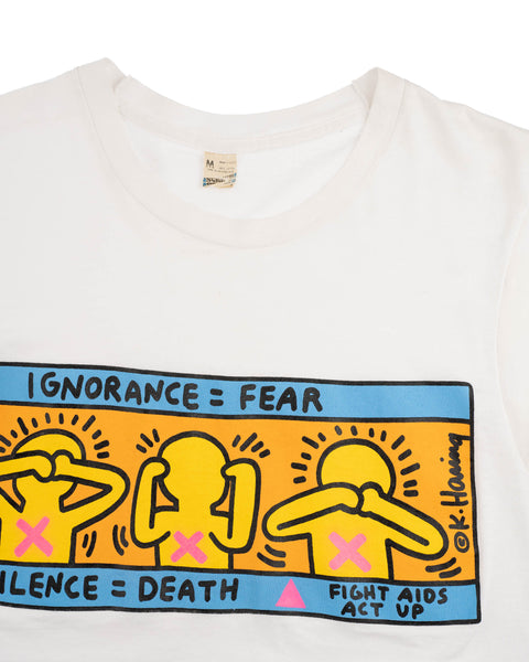80’s Keith Haring Act Up Cropped Tee - Medium