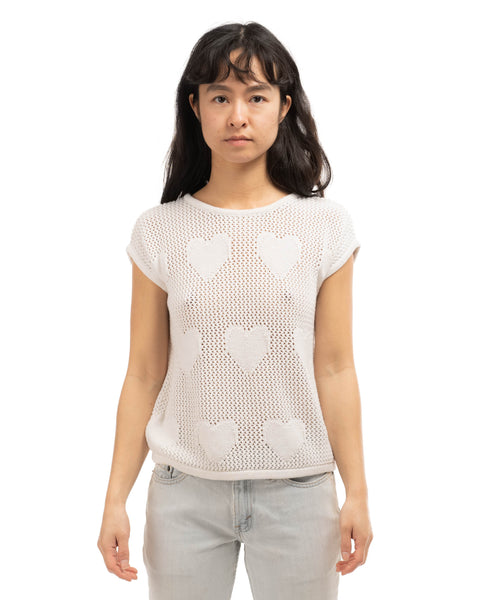 80’s Sheer Heart Knit Top - Small