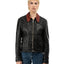 70's Contrast Collar Leather Jacket - Medium