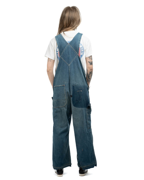 50’s Wreath Button Denim Overalls - Medium Short