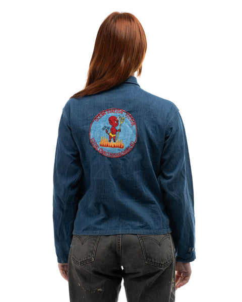 60's Patched Coast Guard Denim Coat - Small