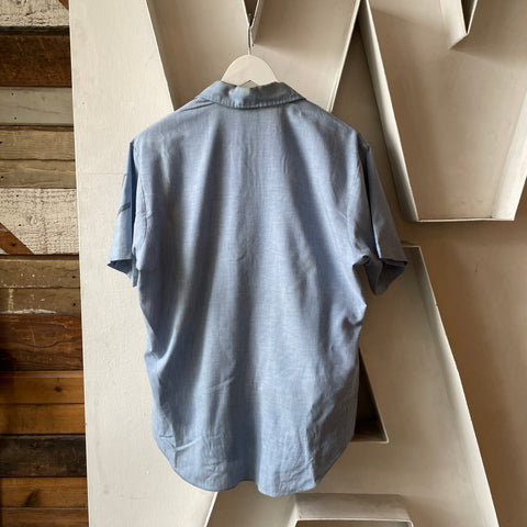 Short Sleeve Stamped Chambray - Large