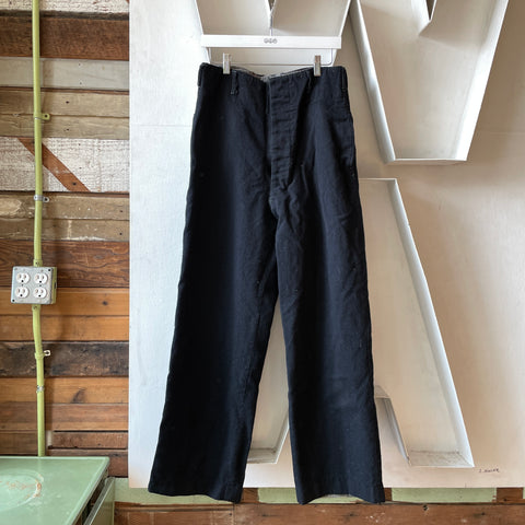 50’s Black Wool Trousers - 30” x 28”