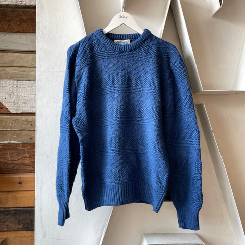 80’s Blue Wool Fishermen Knit - Medium