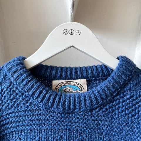 80’s Blue Wool Fishermen Knit - Medium