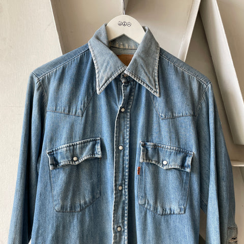 70’s Levi’s Thrashed & Repaired Denim Western Shirt - Medium