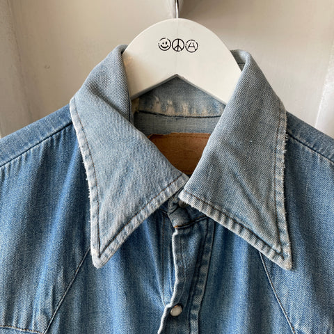 70’s Levi’s Thrashed & Repaired Denim Western Shirt - Medium