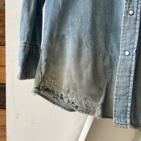 70’s Levi’s Thrashed & Repaired Denim Western Shirt - Medium