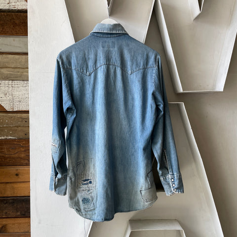 70’s Levi’s Thrashed & Repaired Denim Western Shirt - Medium