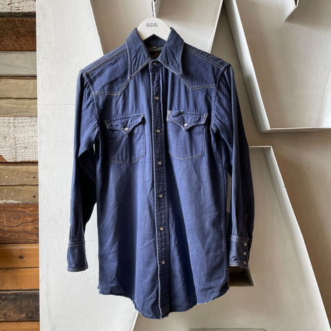60’s Faded Blue Western Shirt - Medium