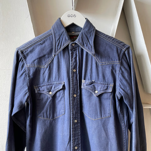 60’s Faded Blue Western Shirt - Medium