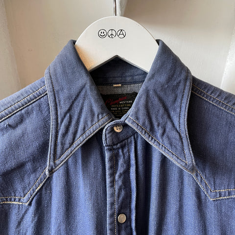 60’s Faded Blue Western Shirt - Medium